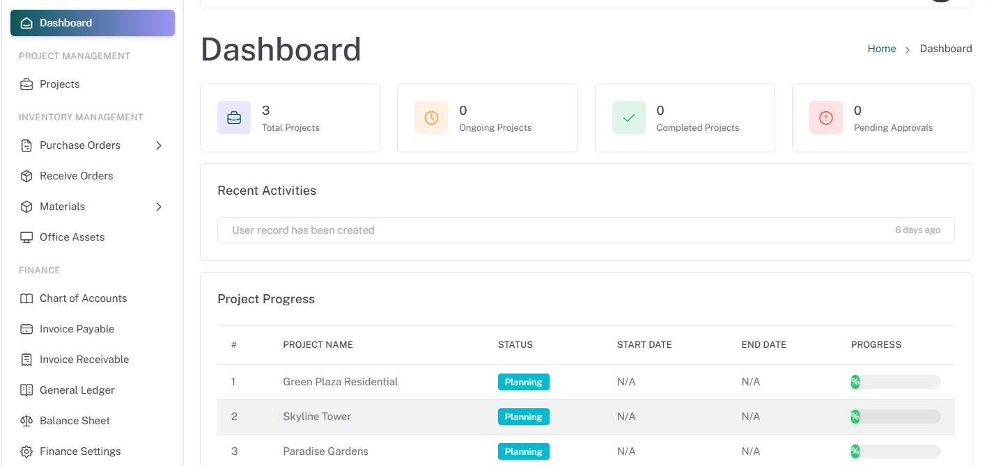 Real Estate ERP Dashboard