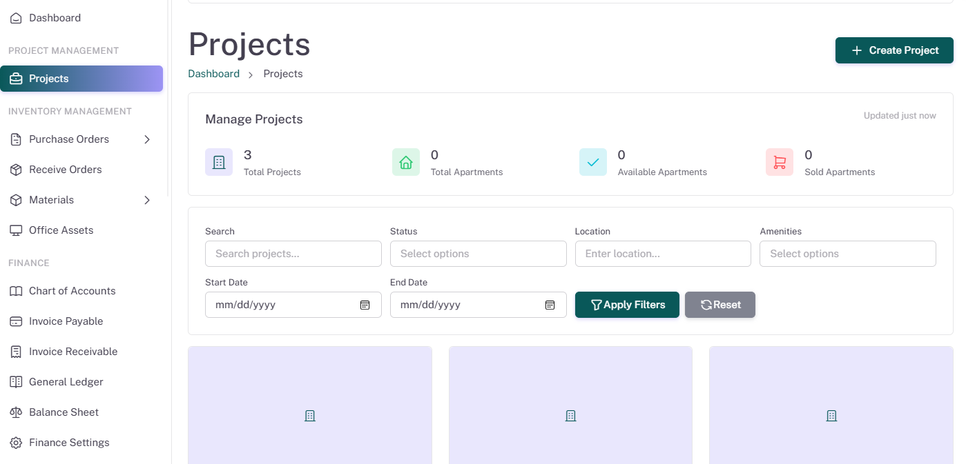 Real Estate Project Management View